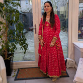 Karwachauth Red Jacquard Anarkali Suit Set